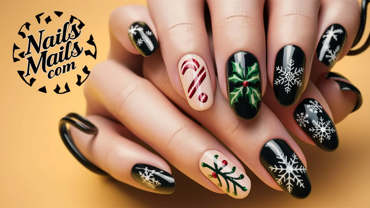 Black Christmas Nails