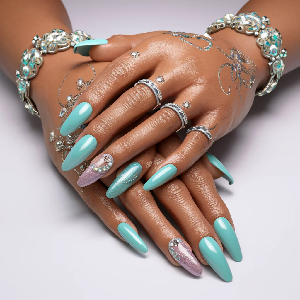 Bright Aqua nails