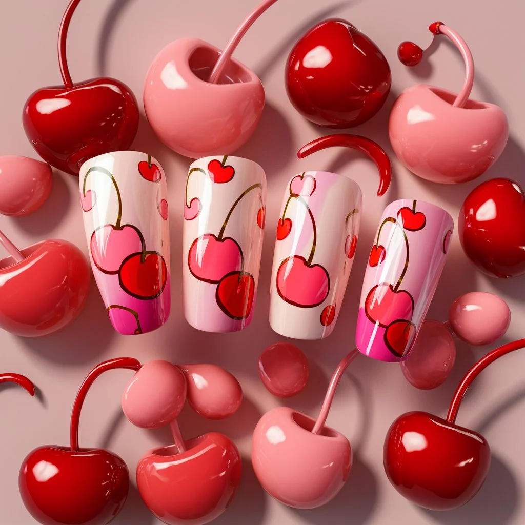  Cherry Print Nails