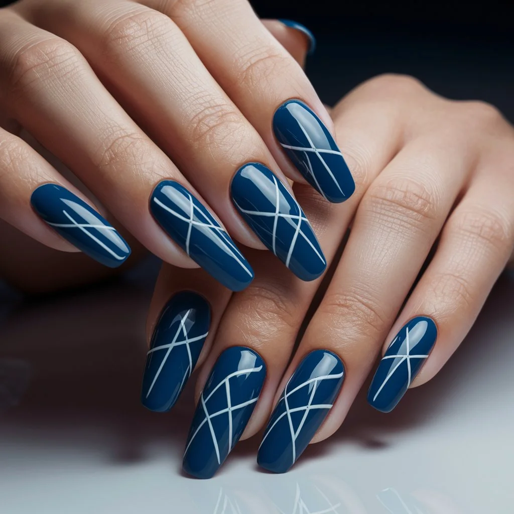 Cobalt Blue with White Geometric Designs