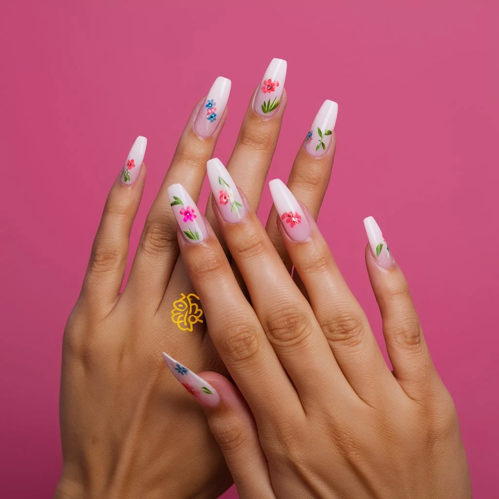 Floral Acrylic Nails