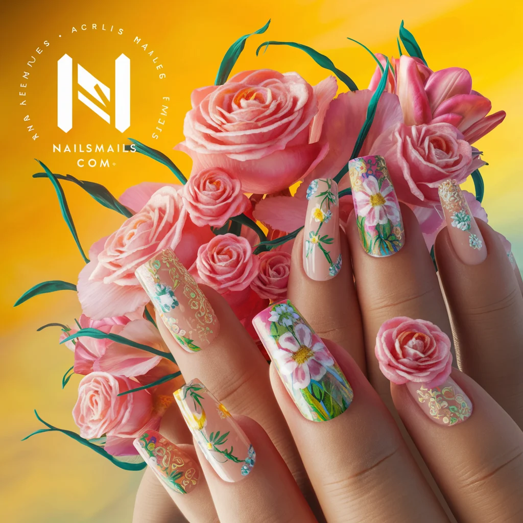 Floral Designs for Spring Acrylic Nails