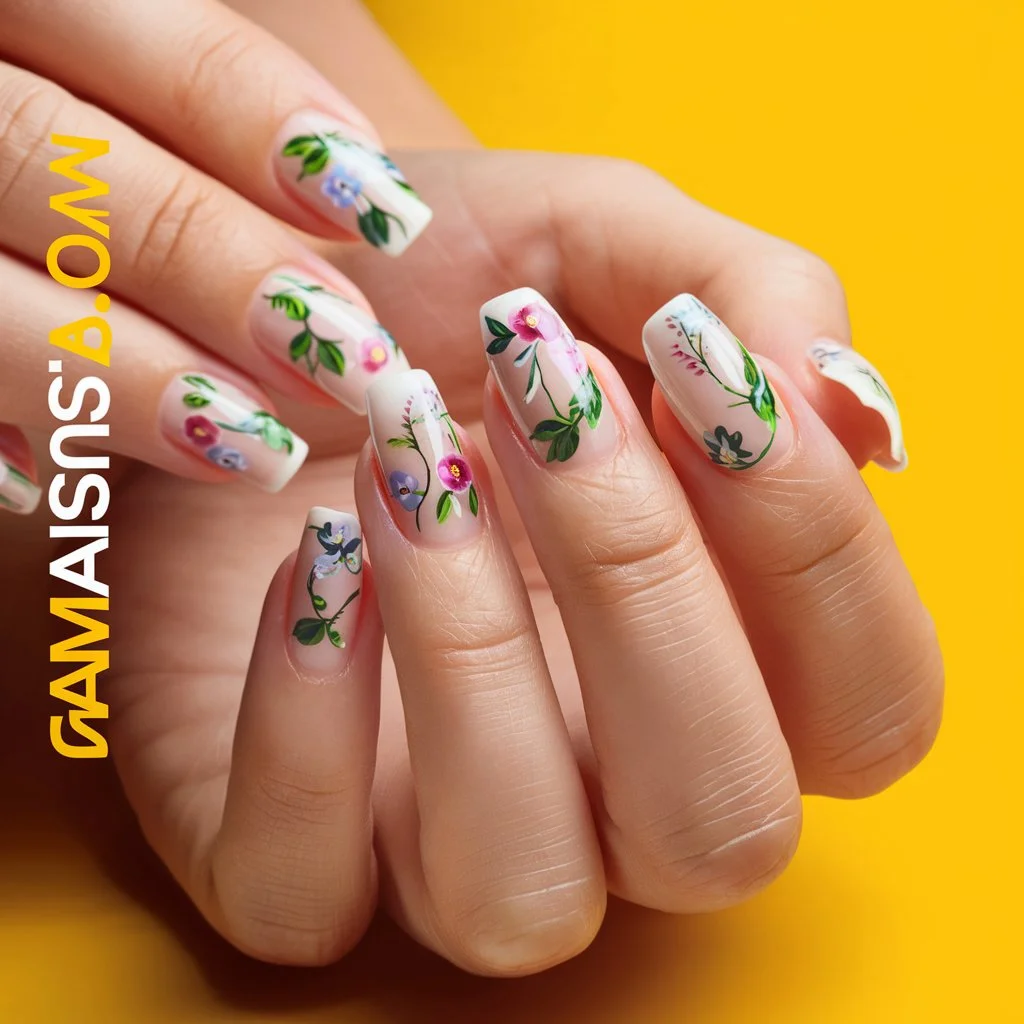  Floral French Tips