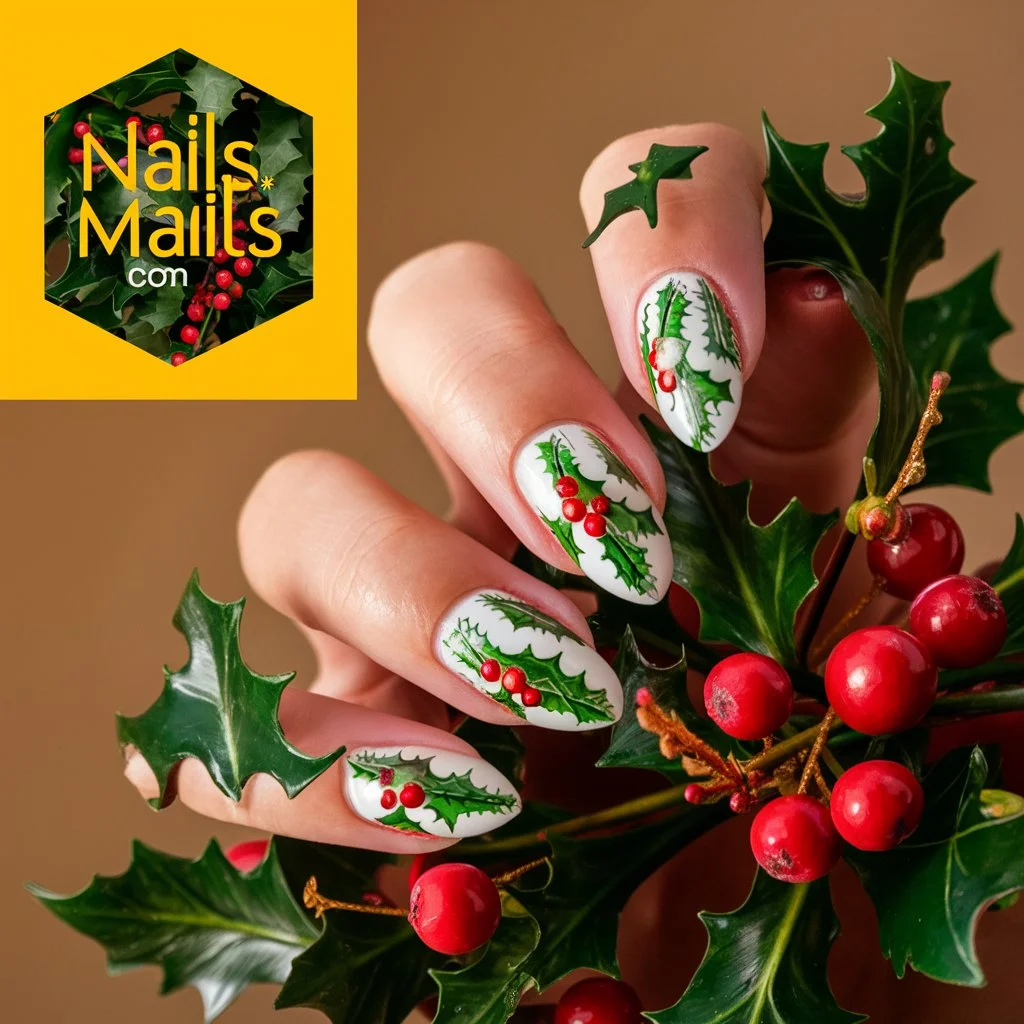 Holly and Berry Nails