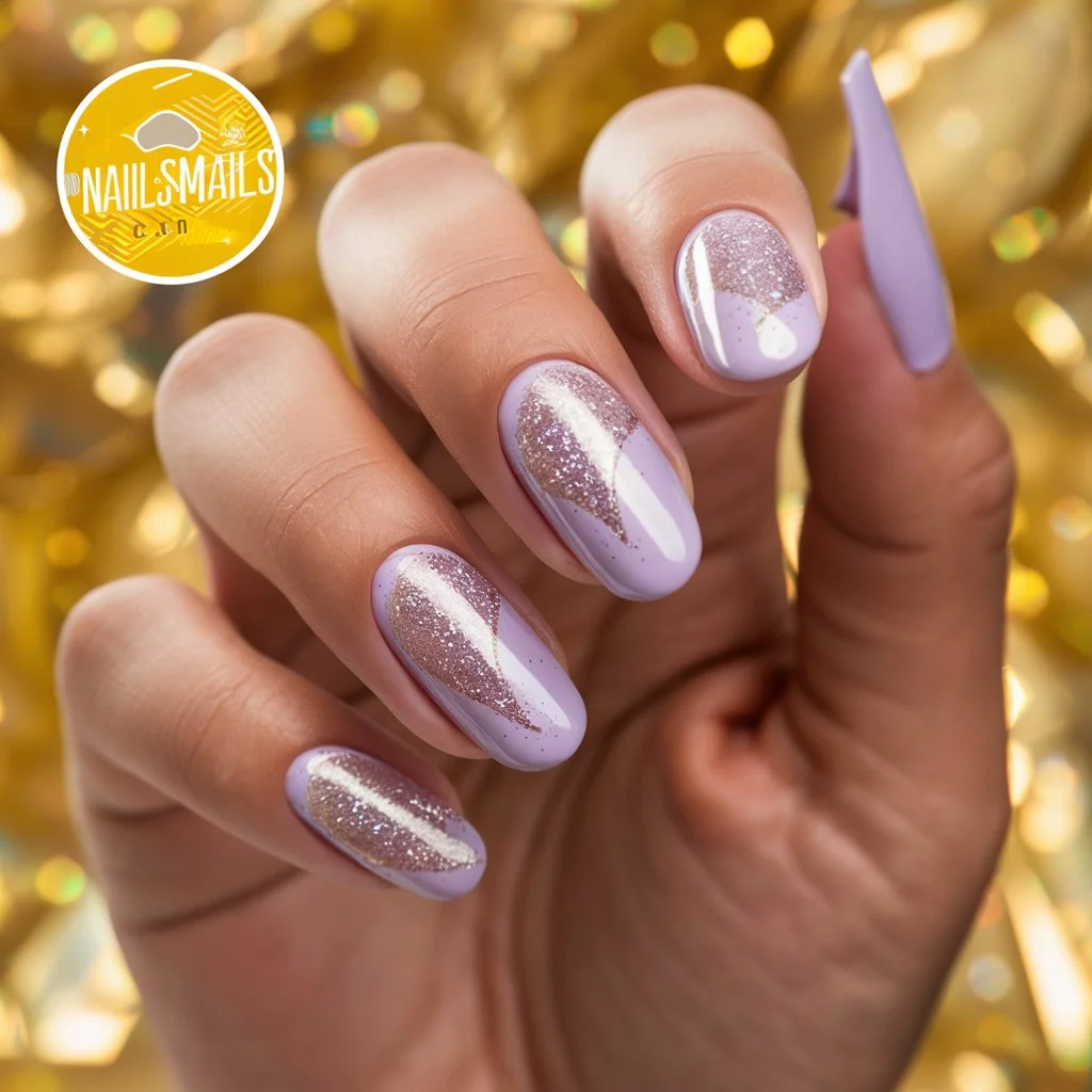 Light Purple Nails with Glitter