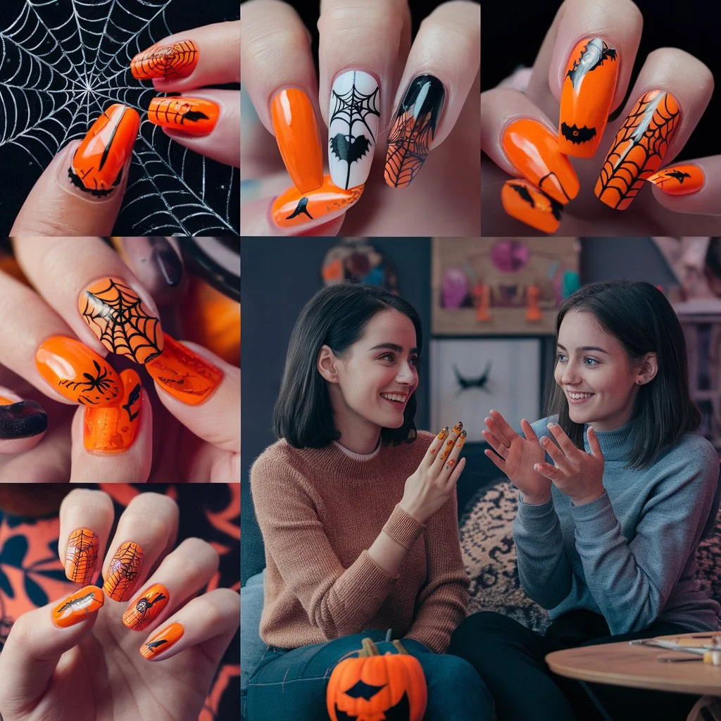 Orange Halloween Nails