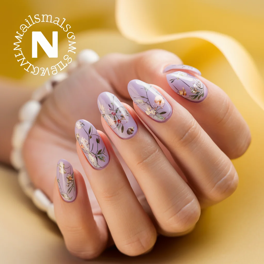 Pastel Purple Floral Nails