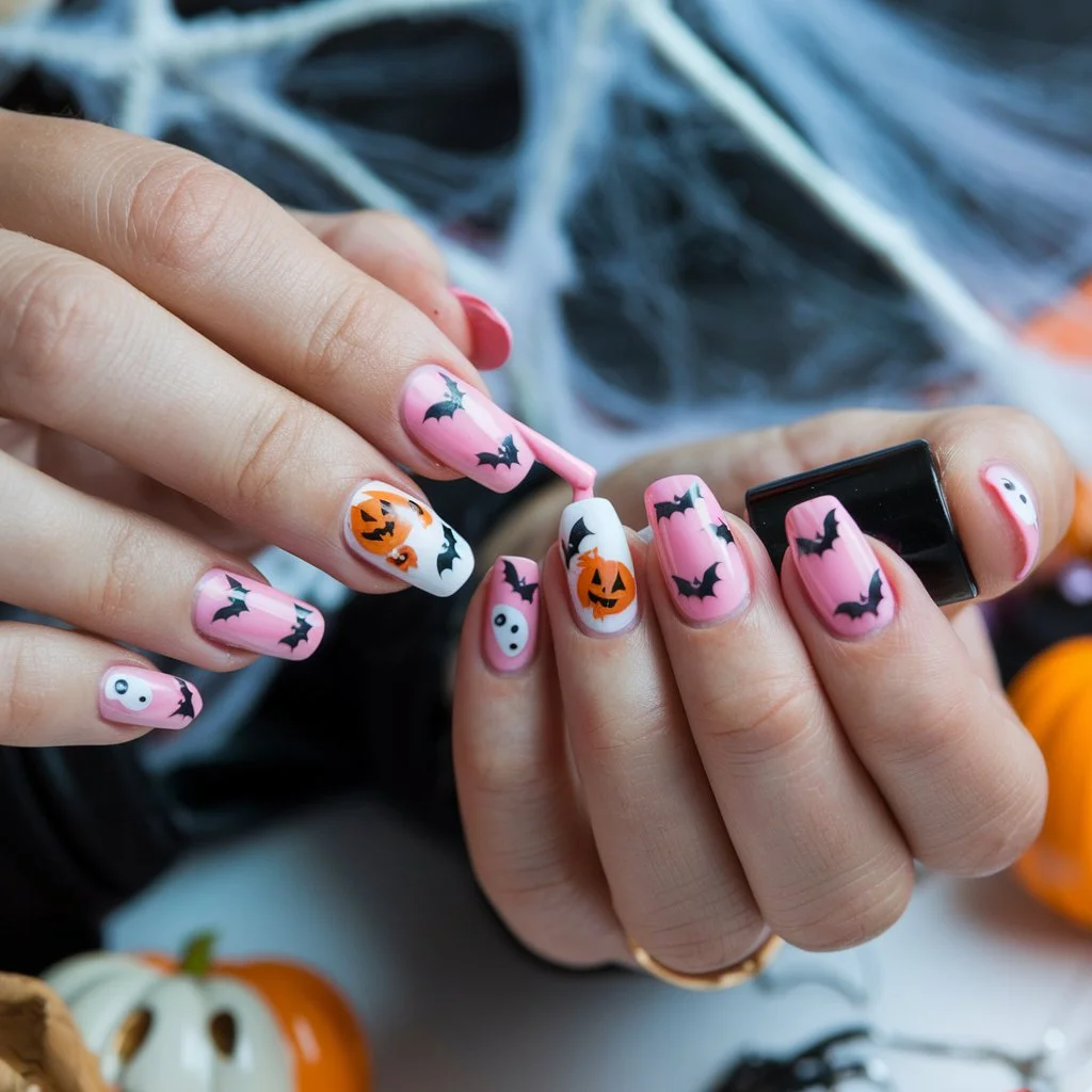  pink-halloween-nails