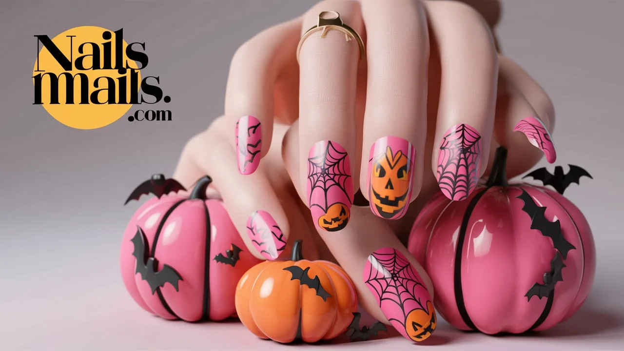 Pink Halloween Nails