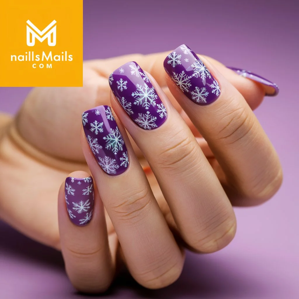 Purple and White Snowflake Designs