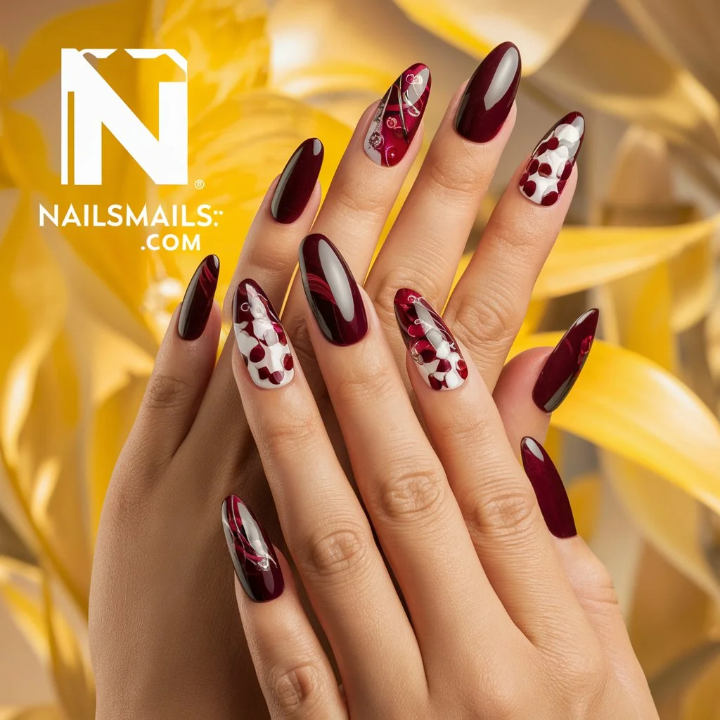 Shades of Cherry Wine for Nails