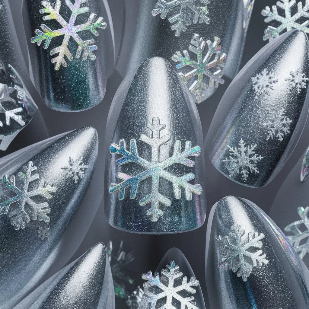 Silver with Holographic Snowflakes