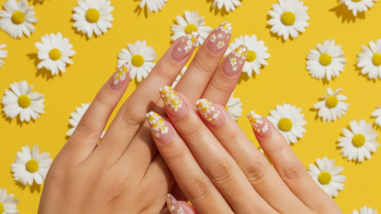 Summer Daisy Nails