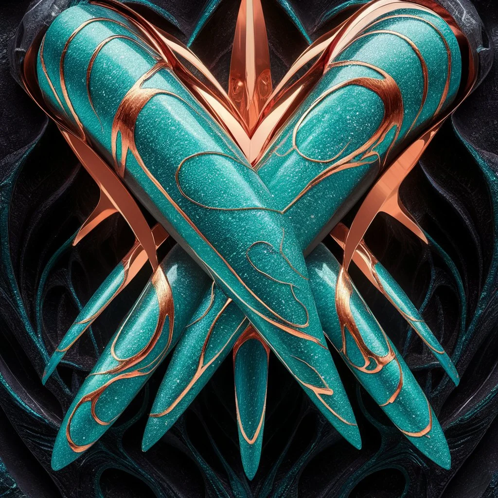 Teal and Copper Swirls