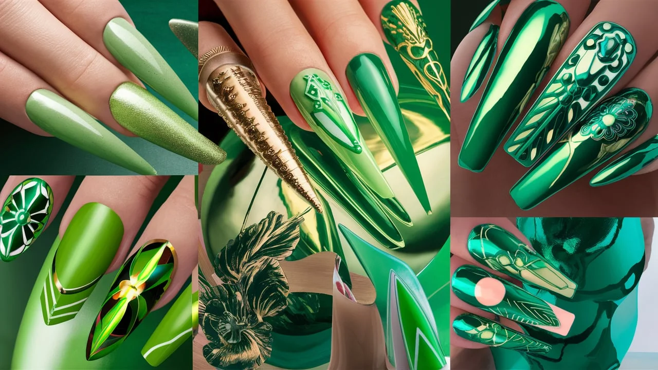 Green Chrome Nail Ideas From Matcha to Neon