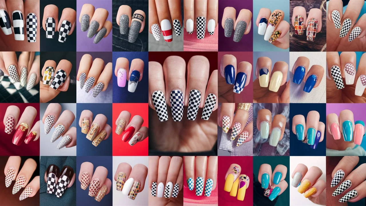 Checkered Pattern Nails